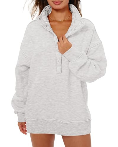 Locachy Women's Henley Neck Button Oversized Sweatshirt Casual Long Sleeve Pullover Tops 2026 Fas... | Amazon (US)