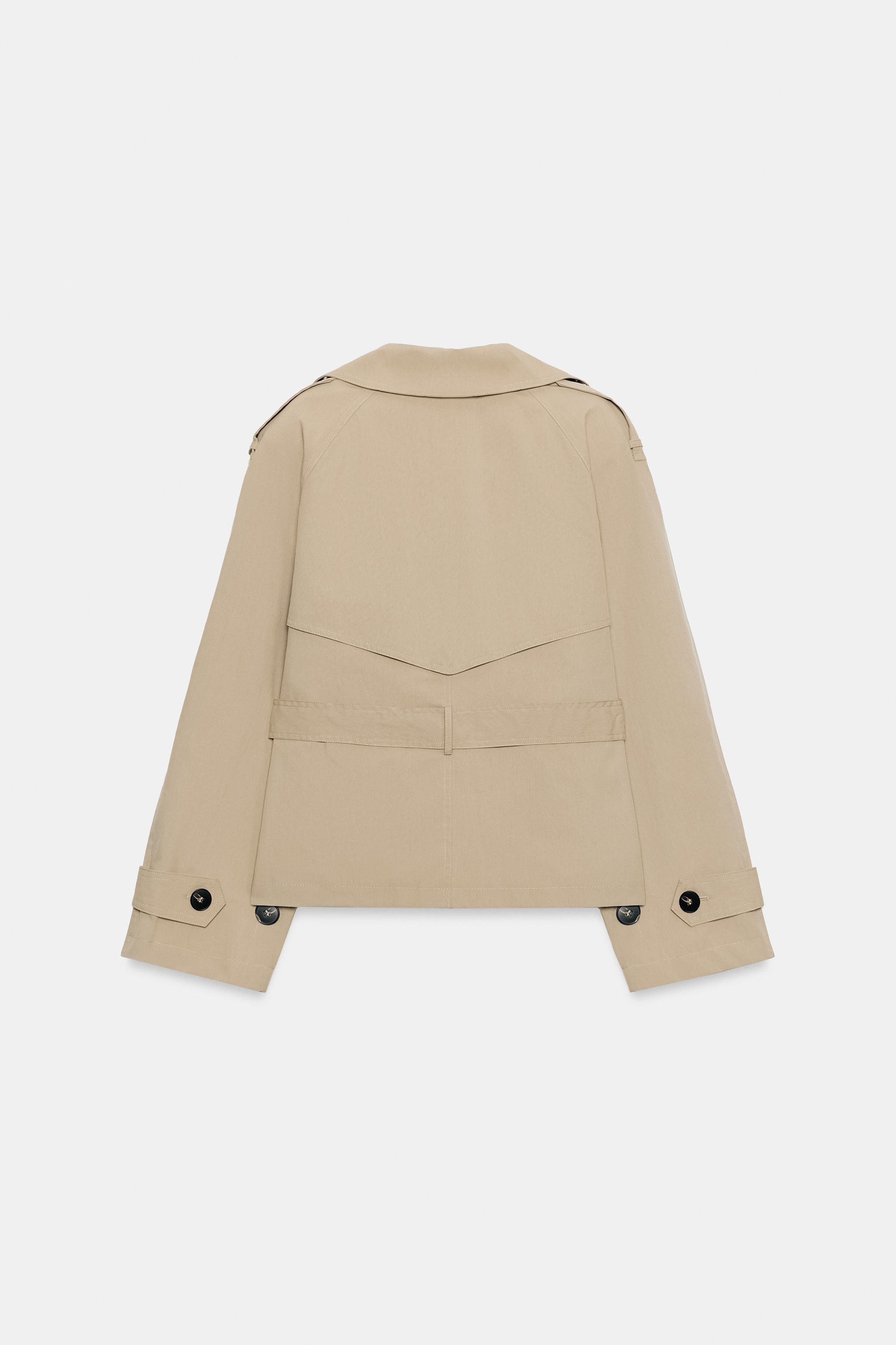 SHORT TRENCH COAT WITH SHOULDER PADS AND BELT | Zara US