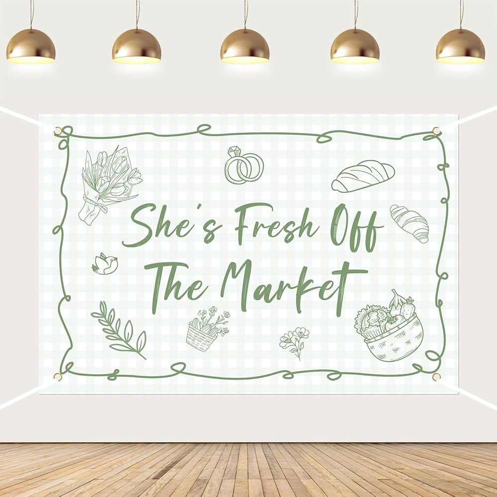 She's Fresh Off The Market Bridal Shower Decorations, Farmer Market Bridal Shower Backdrop Green ... | Amazon (US)