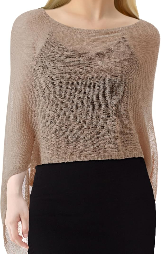 1 Pcs Women Sheer Poncho Shrug Summer Sheer Blouse Top Lightweight Poncho Sheer Bolero for Formal... | Amazon (US)