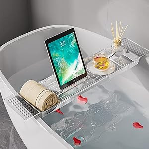 Bathtub Caddy Tray, Adjustable Bath Tray for Tub, Bath Accessories, Tub Caddy for Bathroom Luxury... | Amazon (US)