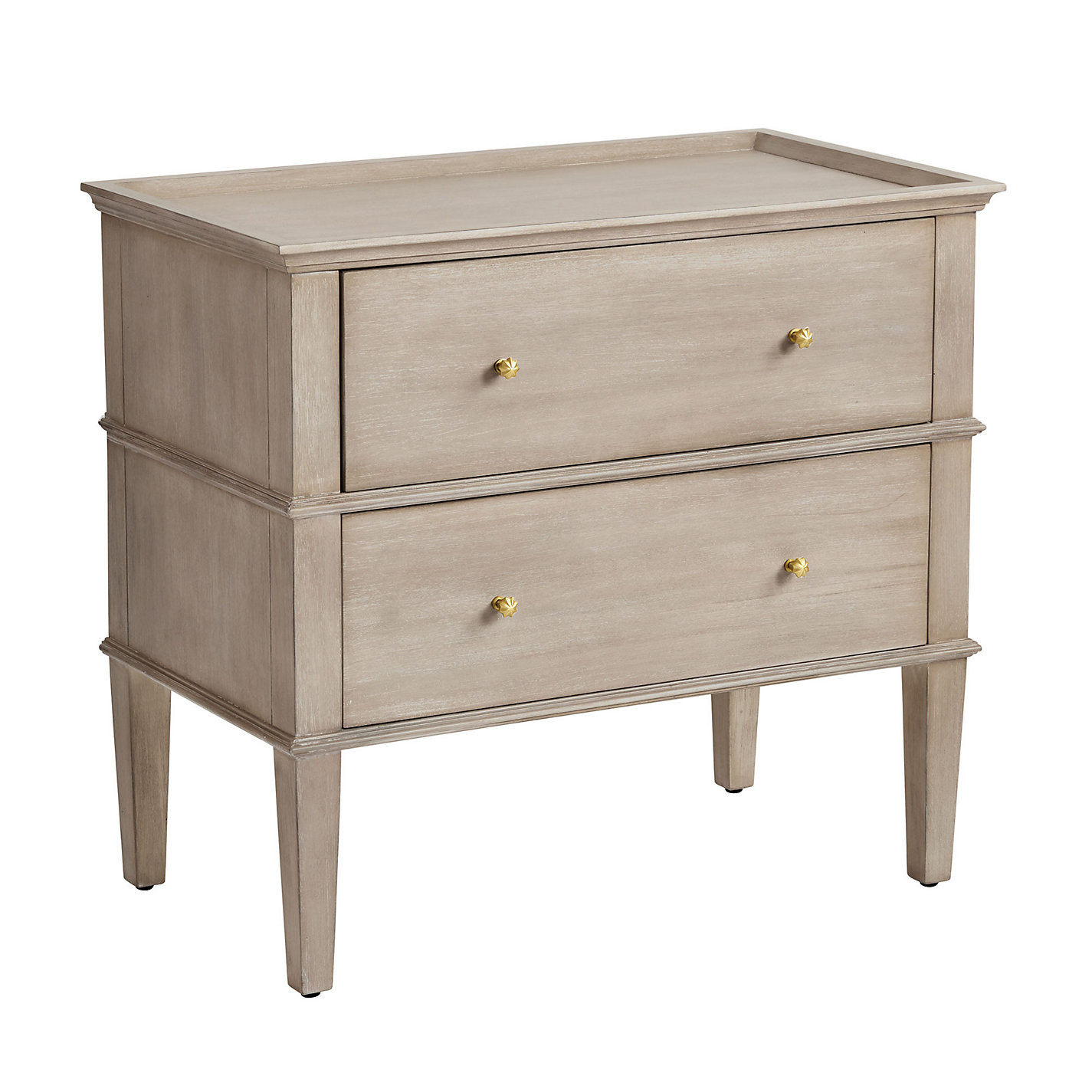 Grace 2 Drawer Nightstand with Antique Gold Knobs & Tapered Legs | Ballard Designs, Inc.