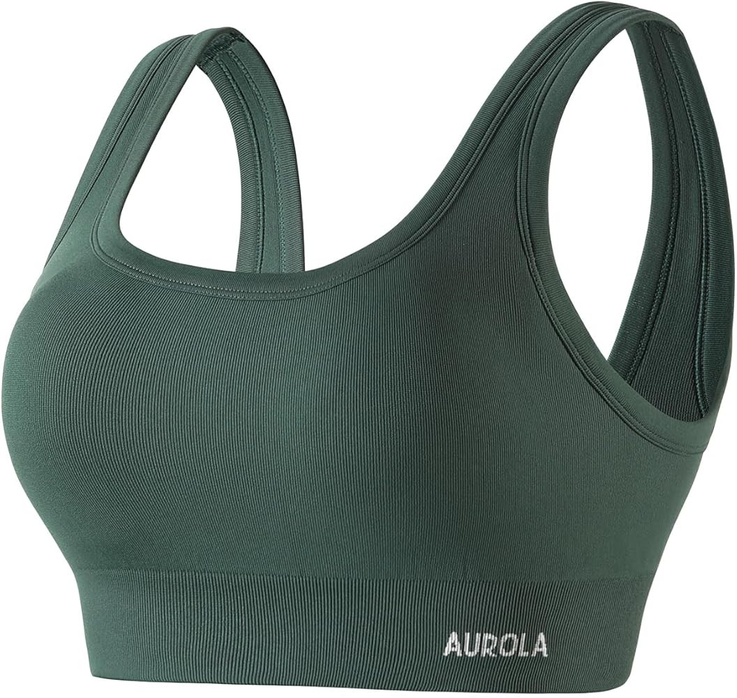 AUROLA Power Womens Square Back Basic Sports Bra - Square Neck Padded Low Impact Yoga Bra Workout... | Amazon (US)