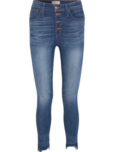 Madewell - Distressed High-rise Skinny Jeans - Dark denim | NET-A-PORTER (US)