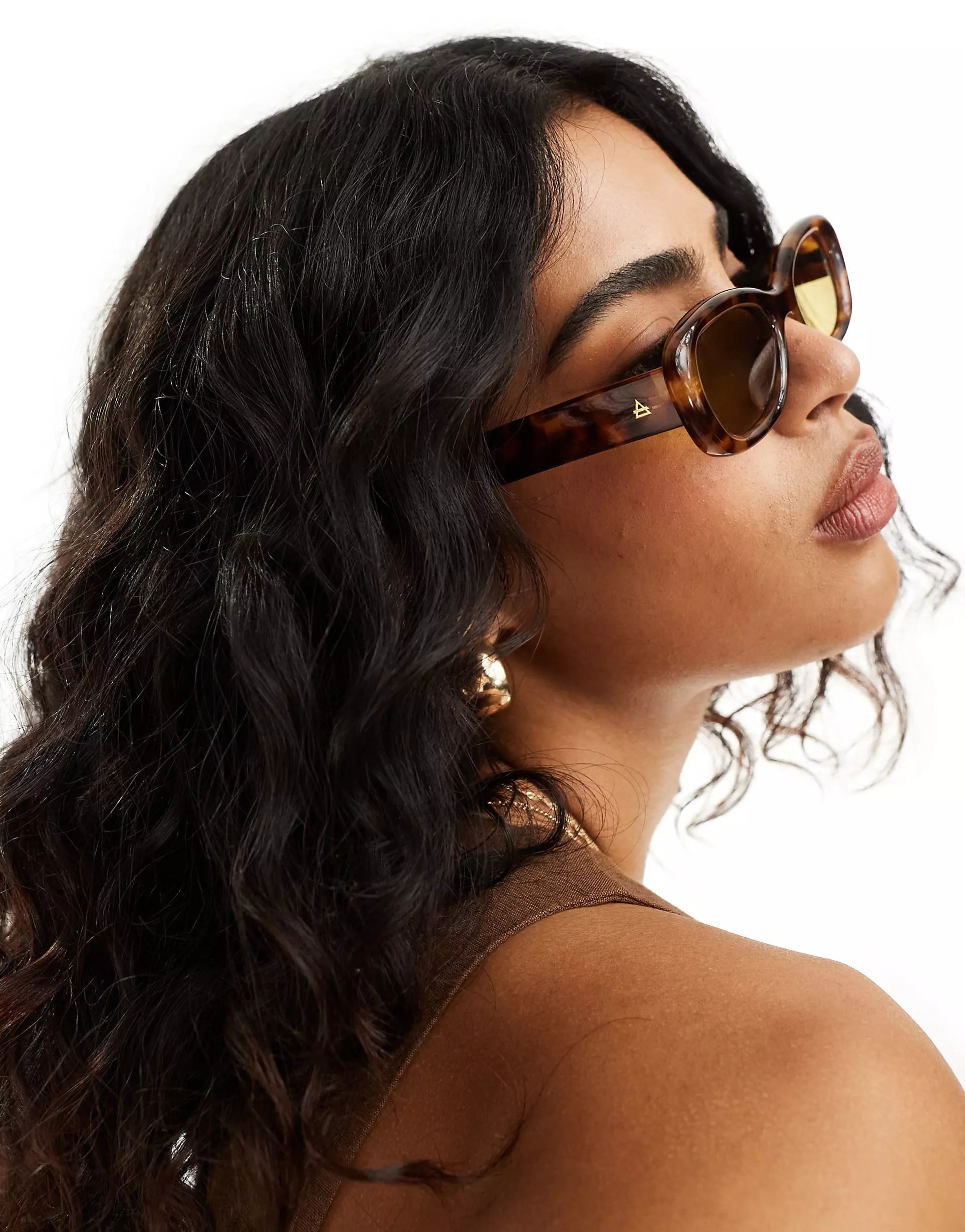 AIRE calisto oval sunglasses in dark tort | ASOS (Global)
