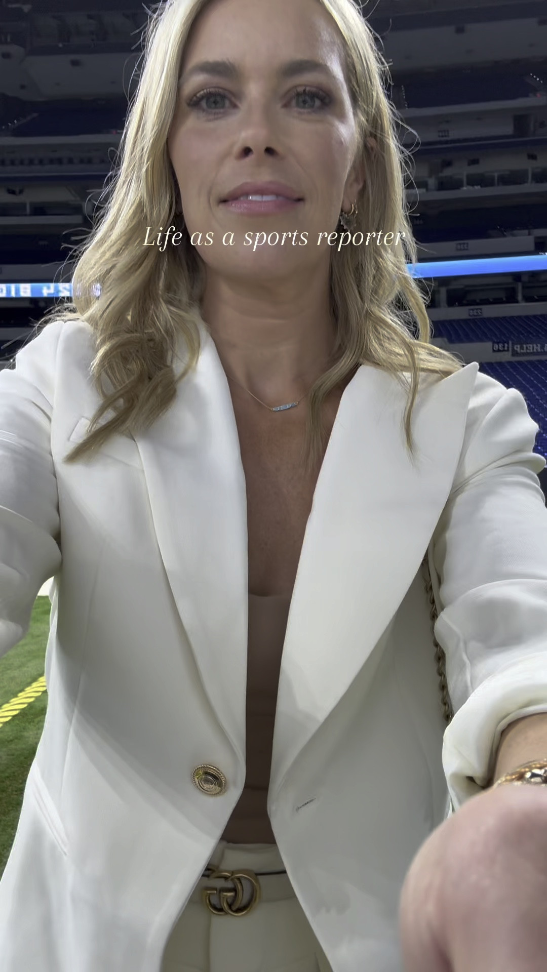 Loved this cream colored power suit! Perfect for life at work and on the sideline. 

#LTKstyletip #LTKSeasonal #LTKbump