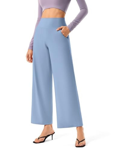SOLUNSO Wide Leg Yoga Dress Pants for Women with Pockets High Waisted Workout Outfits Flowy for Pilates,Gym,Athleisure | Amazon (US)