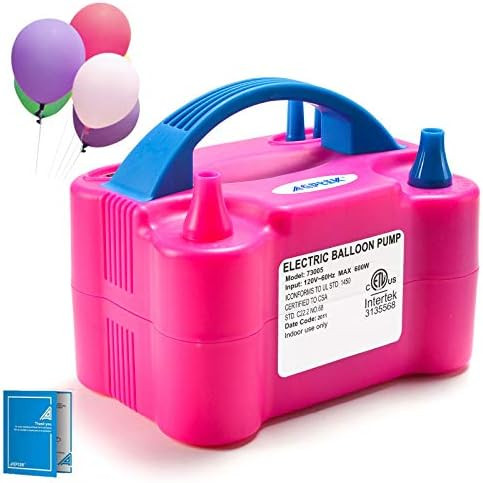 AGPTEK Electric Air Balloon Pump, 110V 600W Rose Red Portable Dual Nozzle Inflator/Blower for Par... | Amazon (US)