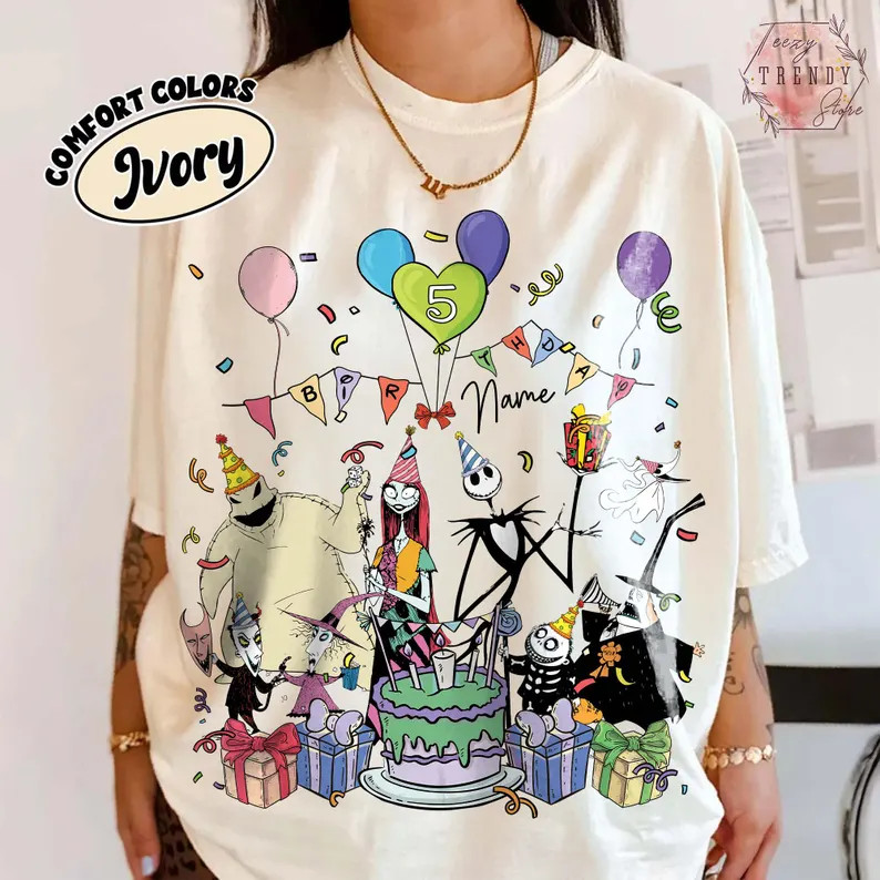 Nightmare Before Christmas Birthday Shirt, Jack Sally Boogie Birthday Party Tee, Kids Custom Name... | Etsy (US)