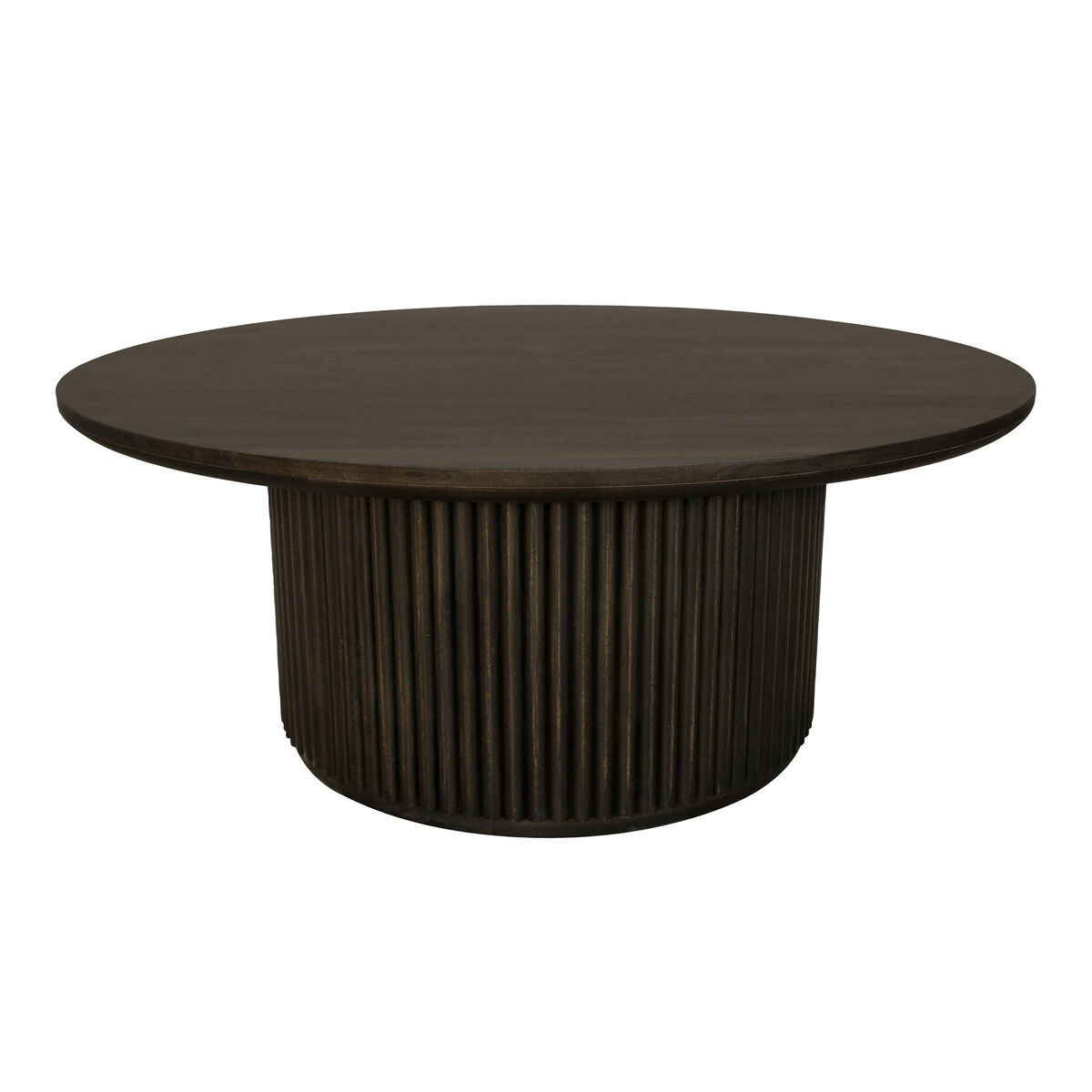 Julia Round Charred Ember Wood Fluted Pedestal Coffee Table by World Market | World Market