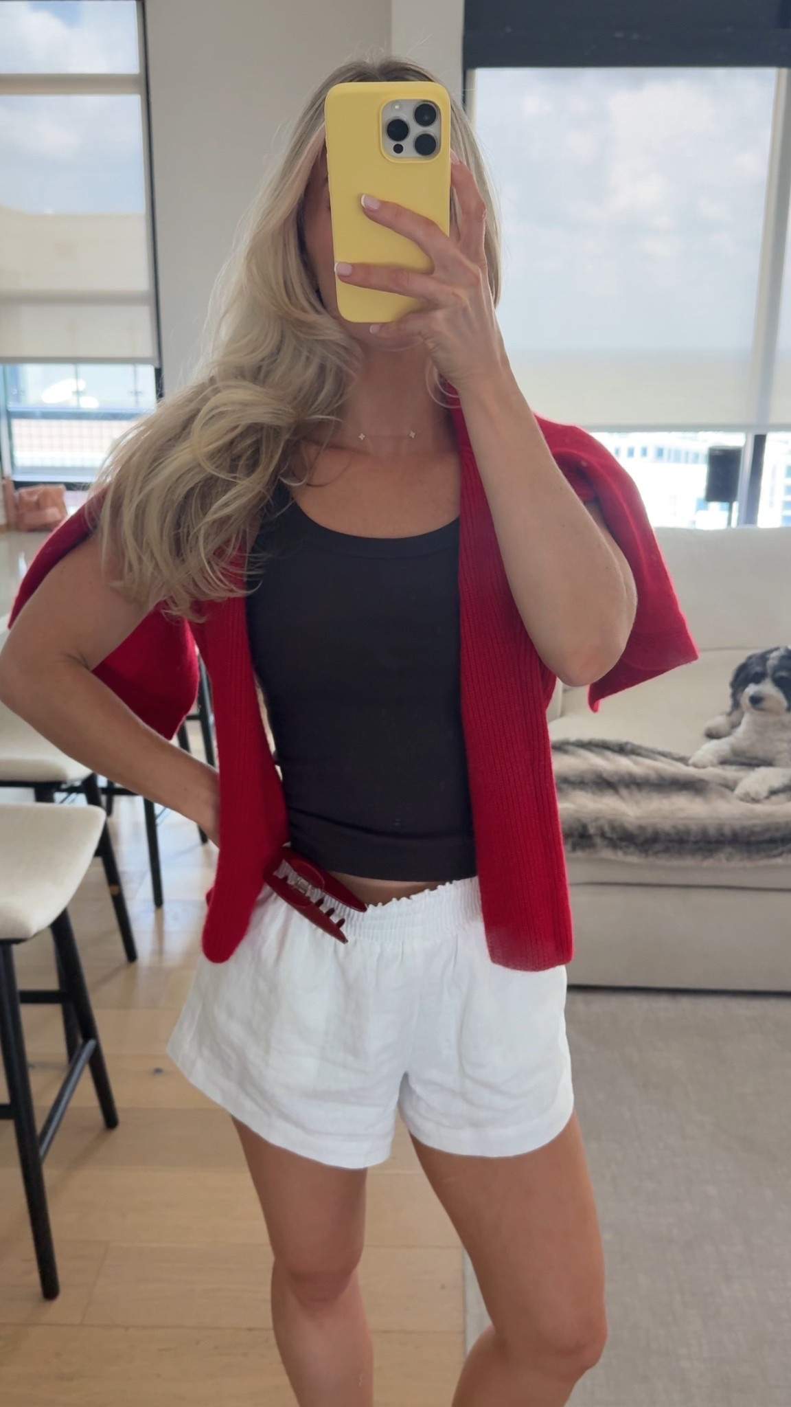 Shorts size small, tank size XS, cardigan size XS 