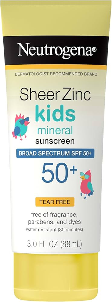 Neutrogena Sheer Zinc Oxide Kids Mineral Sunscreen Lotion, Broad Spectrum SPF 50+ with UVA/UVB Pr... | Amazon (US)