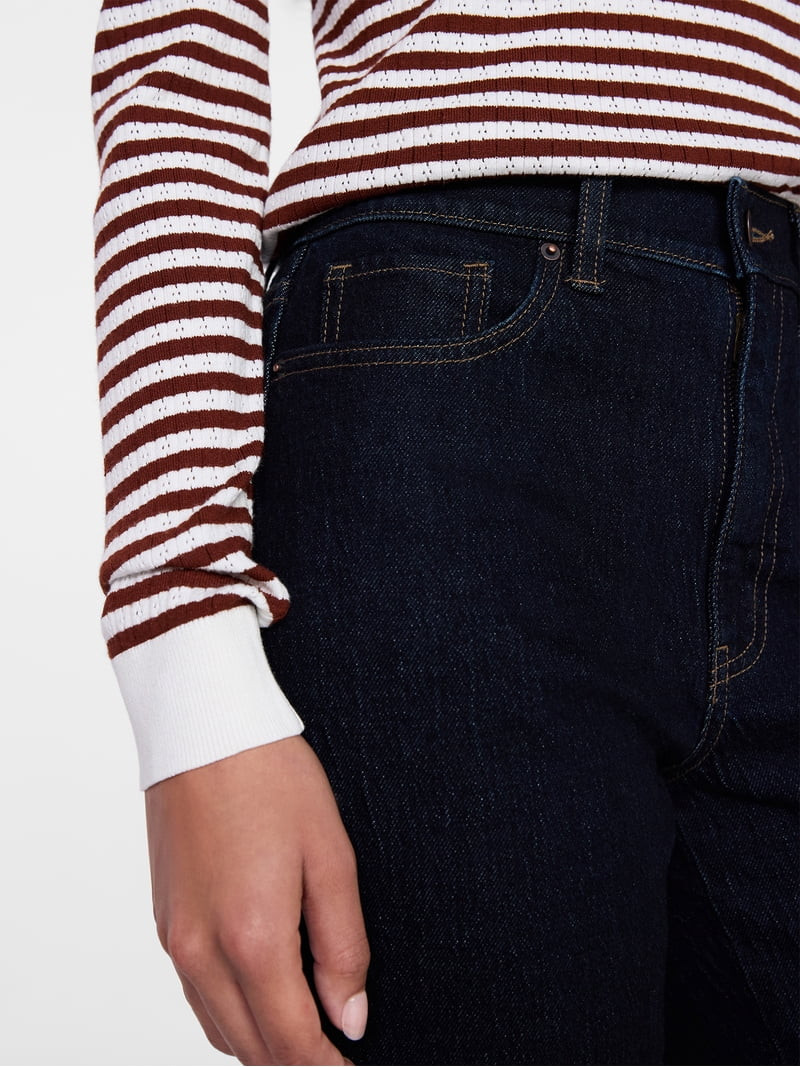 Time and Tru Women's High Rise Relaxed Straight Leg Jeans, 30" Inseam, Sizes 0-22 | Walmart (US)