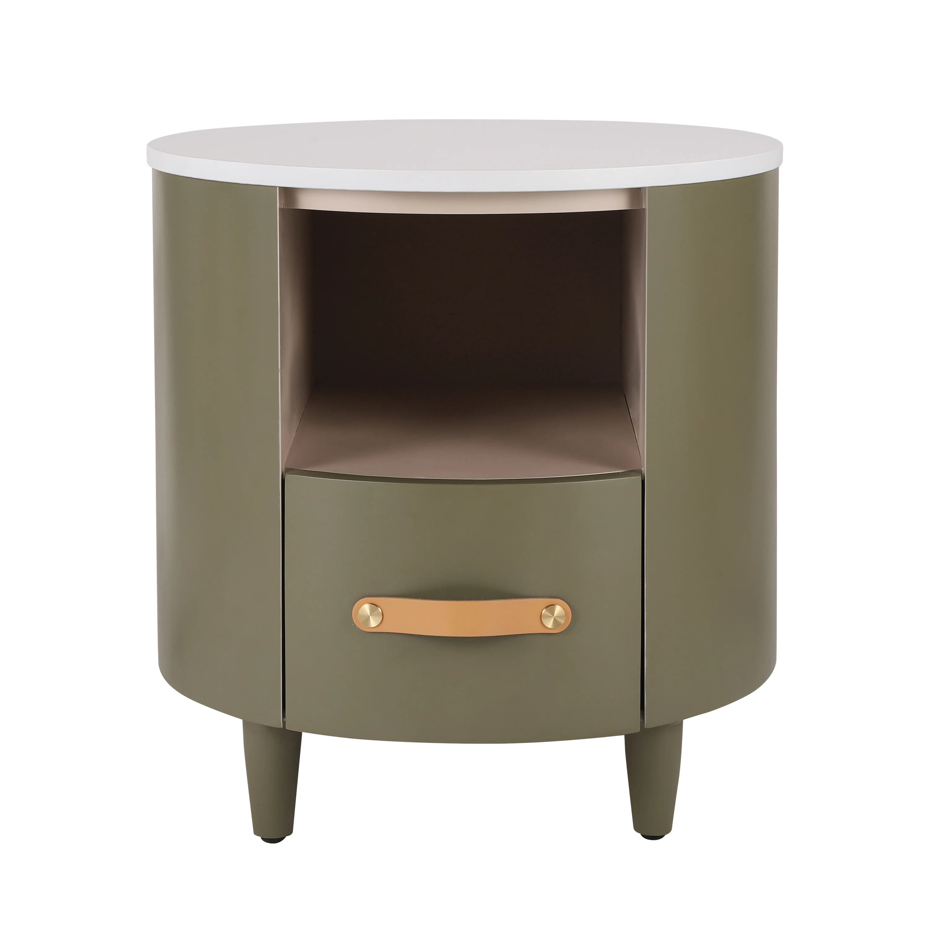 George Oliver Lucci Round Nightstand With Storage Drawer & Open Shelf | Wayfair | Wayfair North America