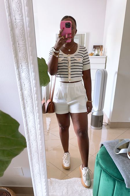 Look for Miami open. Stripe crop cardigan and white shorts

#LTKitbag