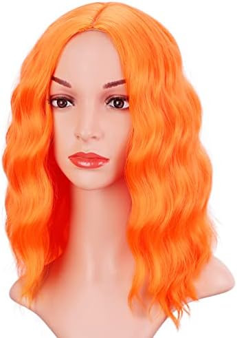 Eardofo Orange Wigs for Women Short Curly Wavy Bob Wig Loose Shoulder Length Colorful Short Orang... | Amazon (US)