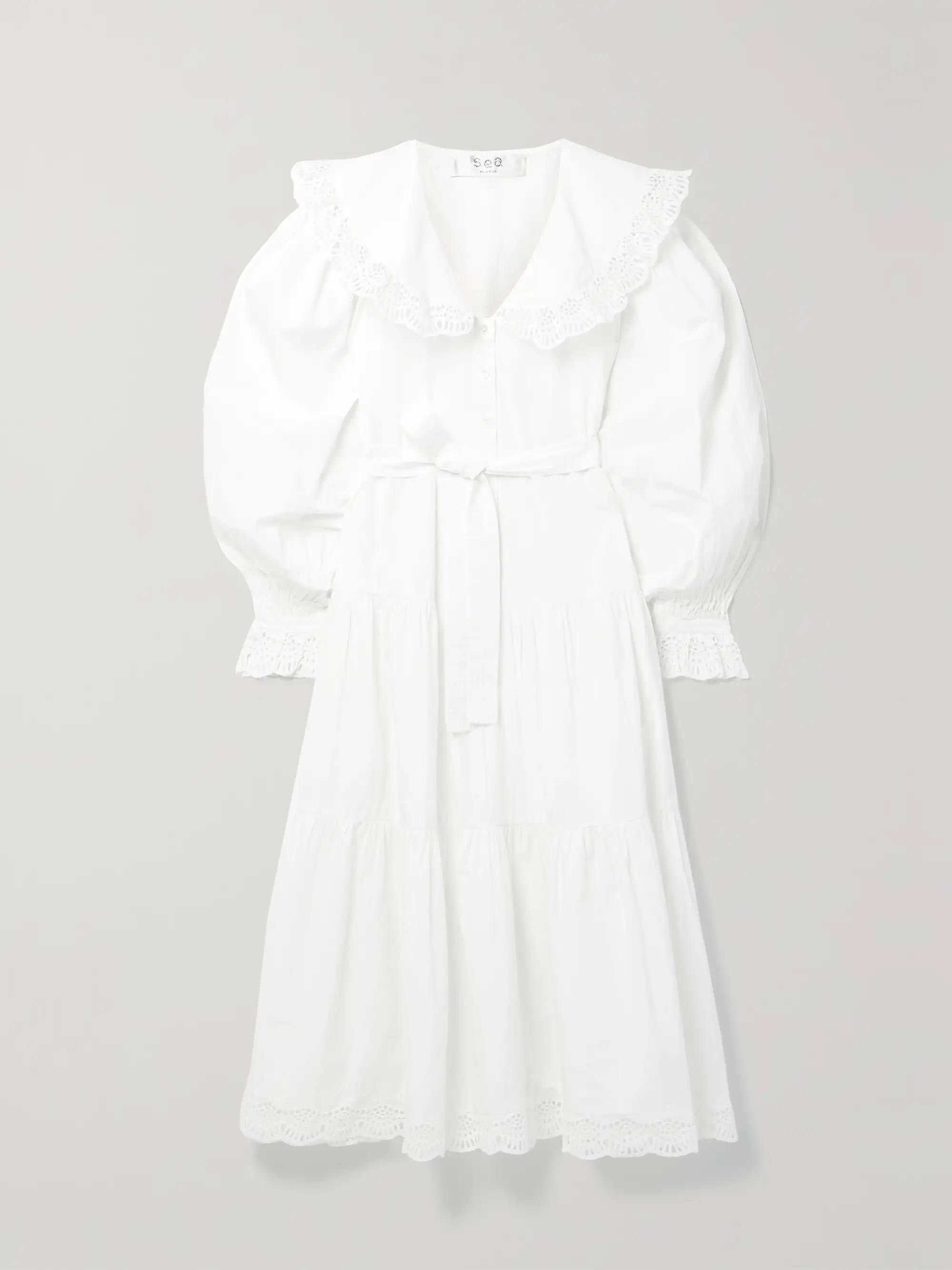 Patrizia belted crochet-trimmed cotton-poplin midi dress | NET-A-PORTER (US)