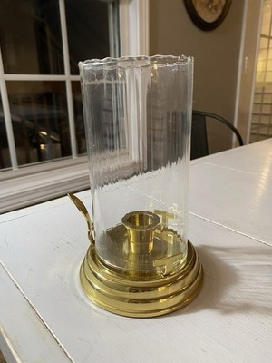 Partylite Brass Contessa Hurricane Lamp Ribbed Glass Taper Candle Party  Lite | eBay US