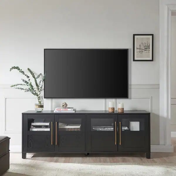 Holbrook Rectangular TV Stand for TV's up to 75" - Black Grain | Bed Bath & Beyond