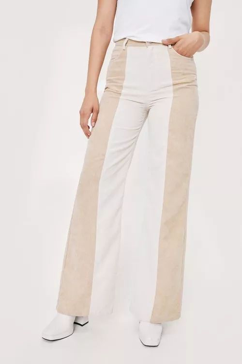 Two Tone Corduroy Flared Pants | Nasty Gal (US)