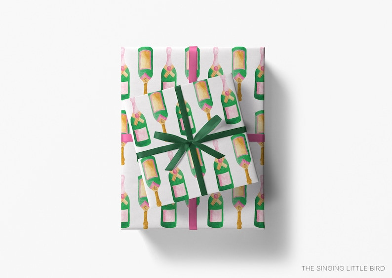 Champagne Bottle Gift Wrap | Celebration Wrapping Paper | Party Wrapping Paper | Cheers Fizz Wrap... | Etsy (US)