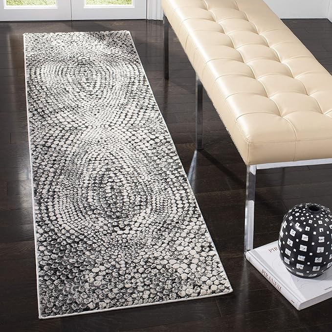SAFAVIEH Lurex Collection Area Rug - 8' Square, Black & Light Grey, Modern Abstract Design, Non-S... | Amazon (US)