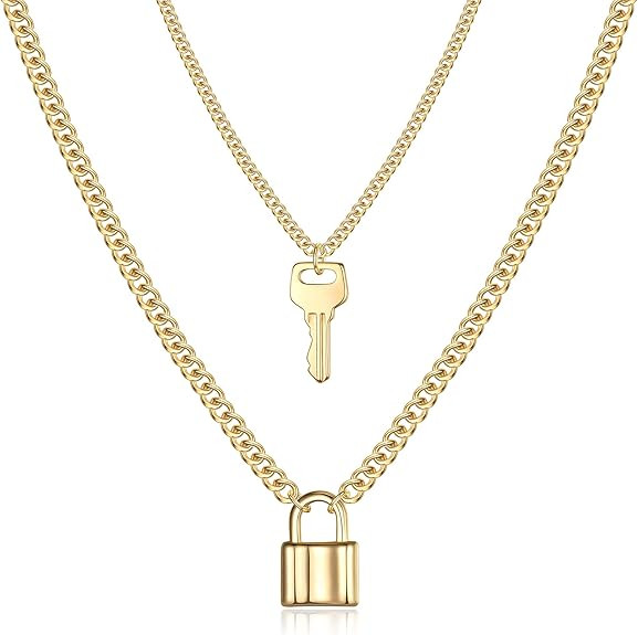 Turandoss Dainty Layered Choker Necklace, Handmade 14K Gold Plated Y Pendant Necklace Multilayer ... | Amazon (US)