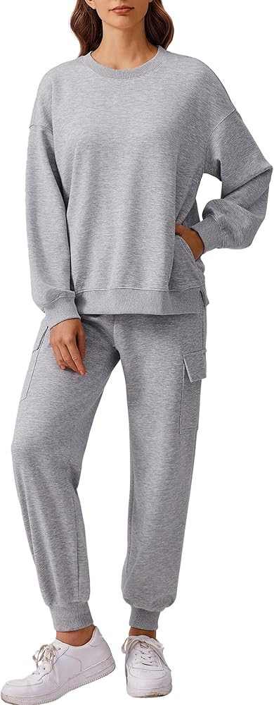PINSPARK Two Piece Sets for Women Sweatsuit Drawstring Cargo Jogger Sets with 4 Pockets 2024 Airp... | Amazon (US)
