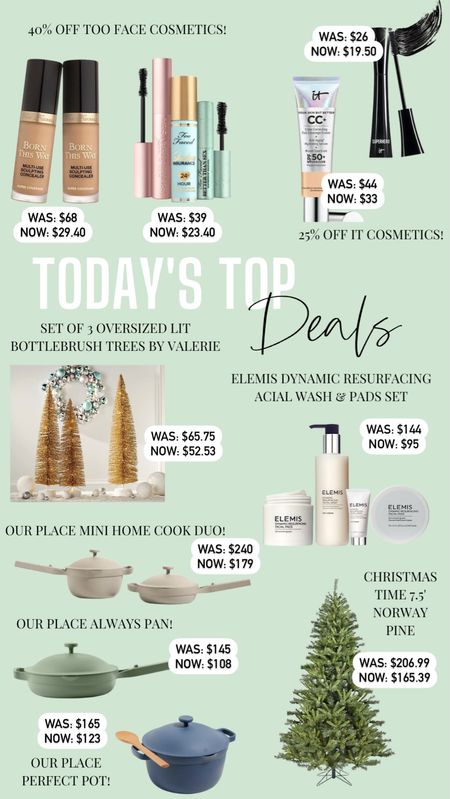 Christmas decor sale // 40% off too face cosmetics // 25% off it cosmetics // our place fall sale // Elemis sale 

#LTKHoliday #LTKSeasonal #LTKsalealert