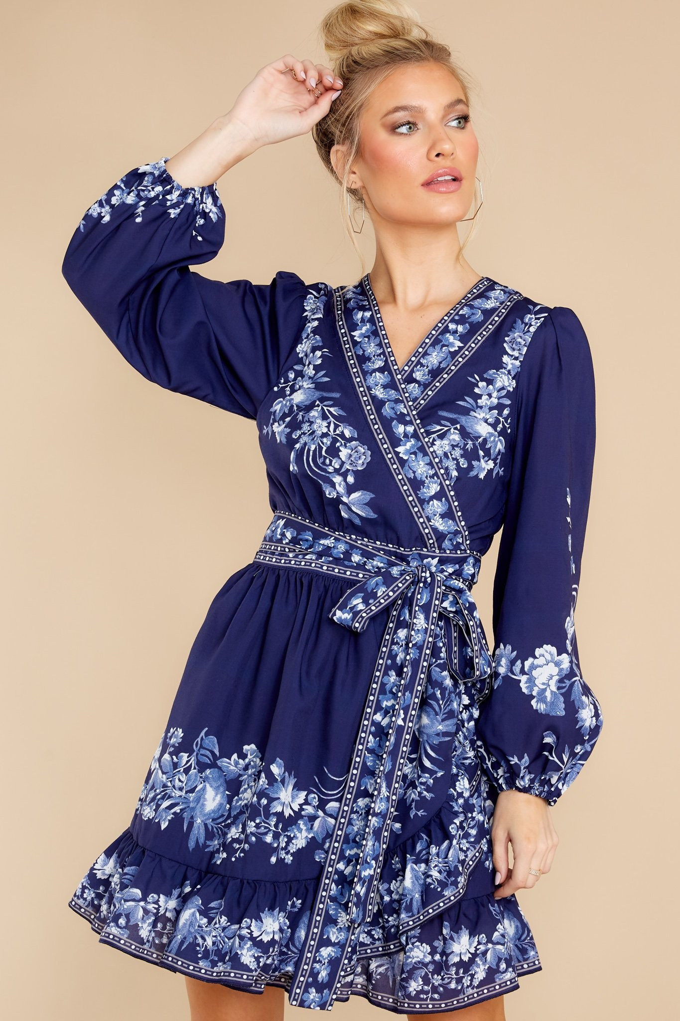 Awaiting The Future Navy Floral Print Dress | Red Dress 