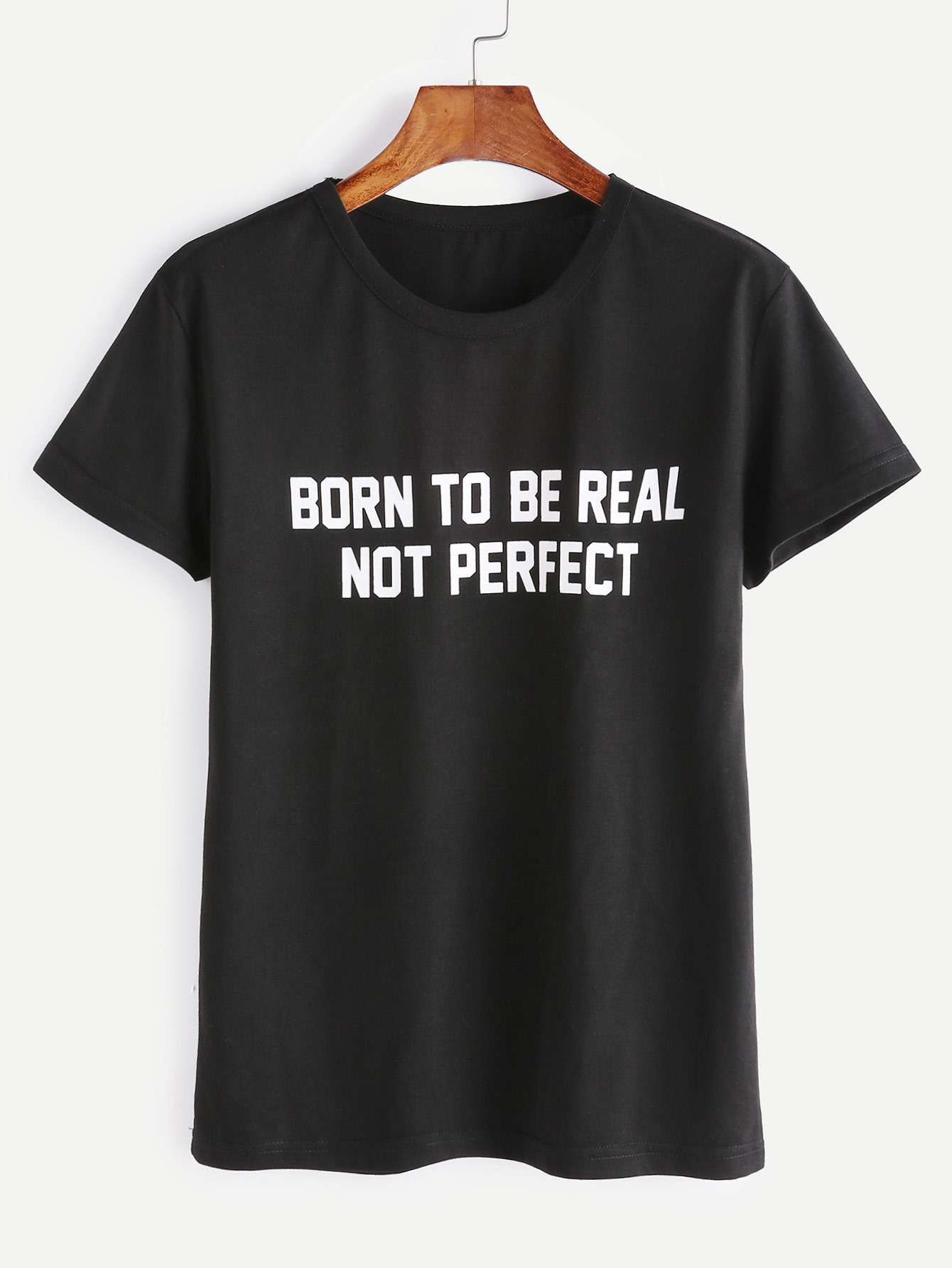 Black Slogan Print T | SHEIN