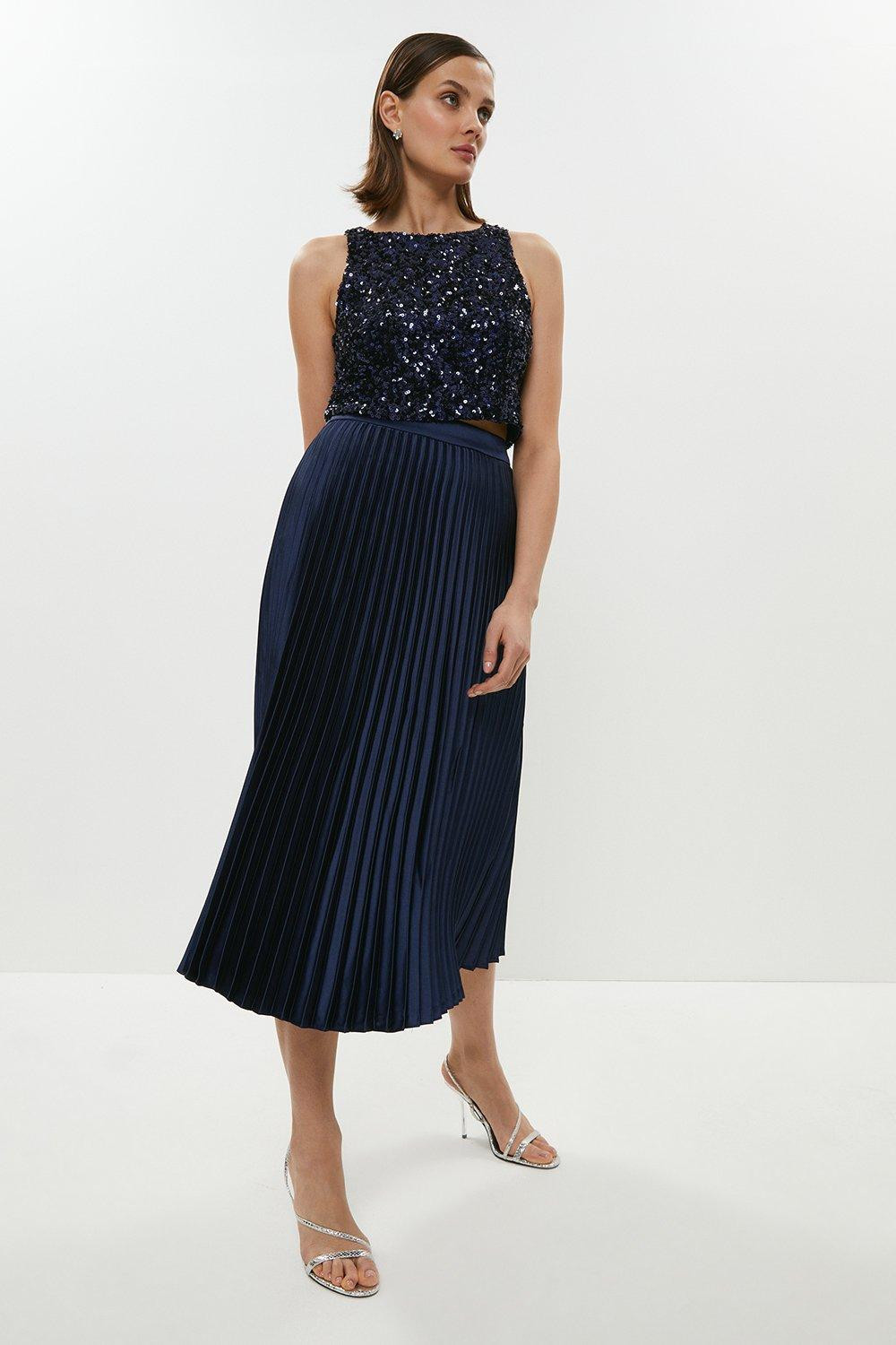 Skirts | Satin Pleated Midi Skirt | Coast | Coast UK & IE