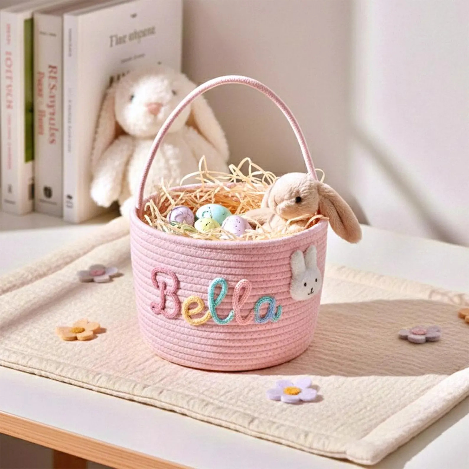 Personalized Easter Cotton Rope Basket for Toddler Boy, Custom Name Easter Egg Hunt Basket, Neutr... | Etsy (US)