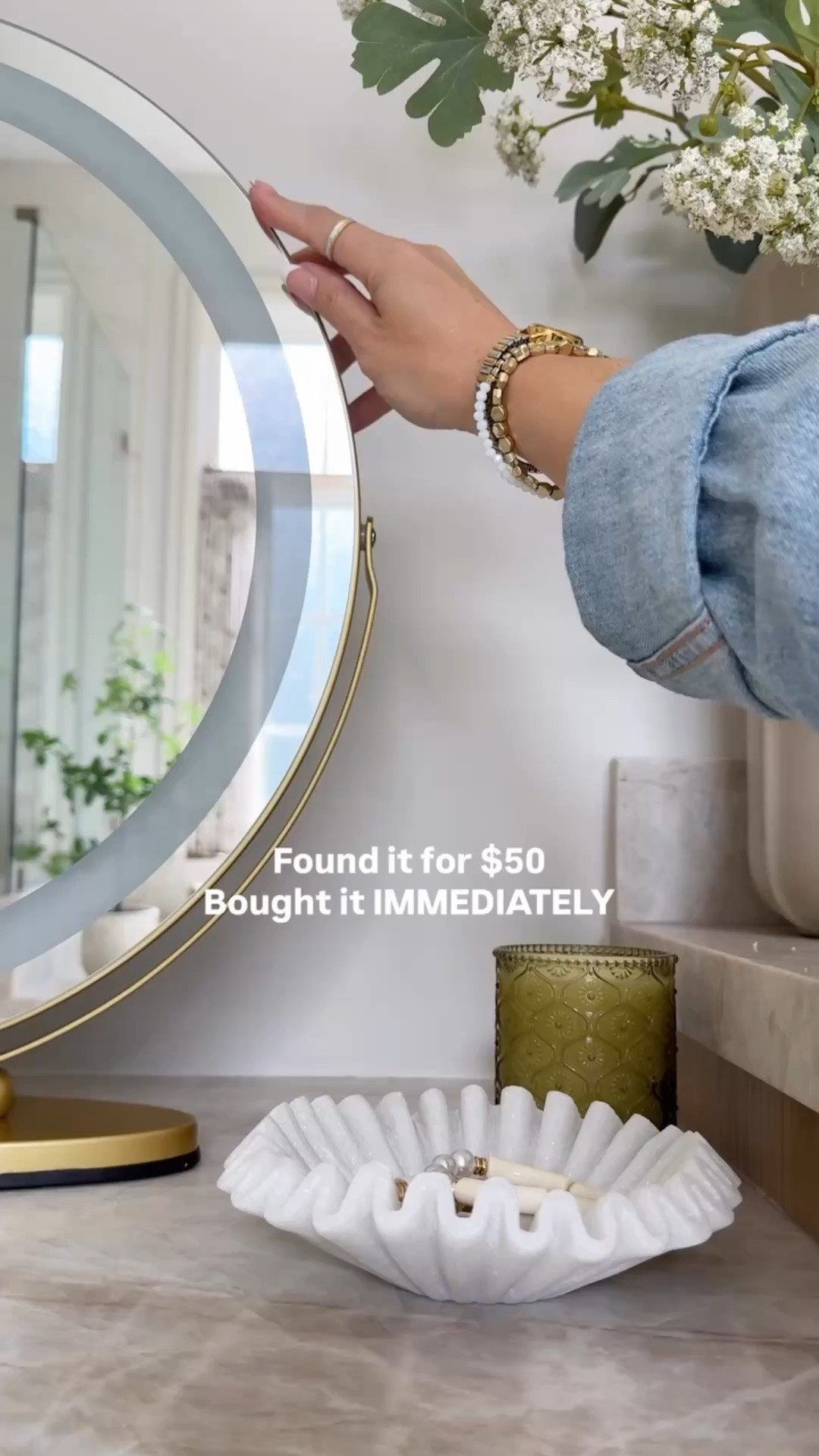 Amazon delivered with this mirror. 🤌🏽✨ It looks like the ones that cost HUNDREDS, but it’s literally $50. 

I wanted an oversized vanity mirror with LED lighting that looked elegant and fit the overall aesthetic of my bathroom. This one exceeded my expectations in every way. ♥️
👉🏽You won’t find a more beautiful vanity mirror for the price!! 

✨Follow me @stonebrook.home for the best Amazon and LTK home finds.

#LTKHome #LTKdayinmylife #LTKOver40