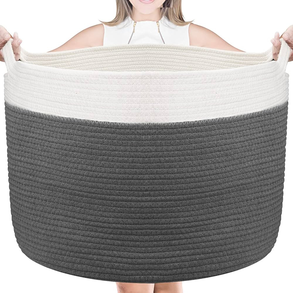 AivaToba Extra Large Cotton Rope Basket, Blanket Basket Living Room, Storage Basket for Organizin... | Amazon (US)