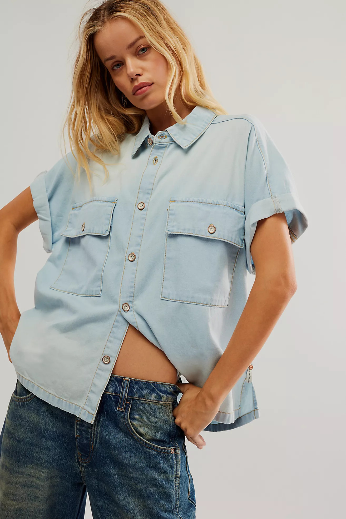 OneTeaspoon Classic Blue Boxy Denim Shirt | Free People (Global - UK&FR Excluded)