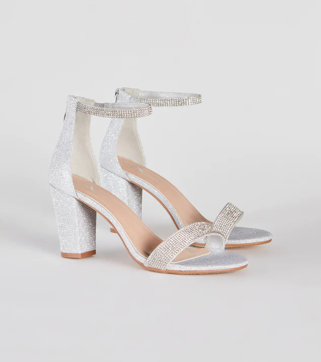 Sparkle Stunner Rhinestone Block Heels | Windsor Stores