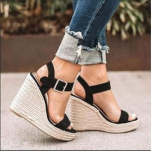 VICKI·VICKI Women's Platform Sandals Wedge Ankle Strap Open Toe Sandals | Amazon (US)