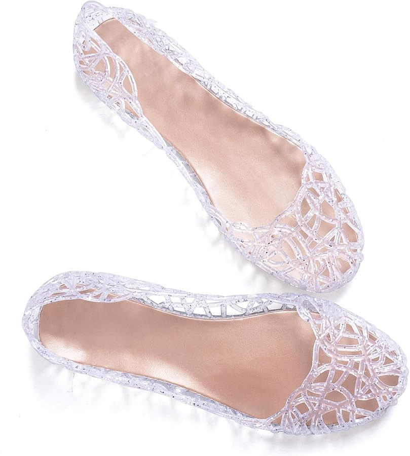 Stunner Women's Beach Jelly Shoes Slip On Crystal Summer Soft Hollow Ballet Flats | Amazon (US)