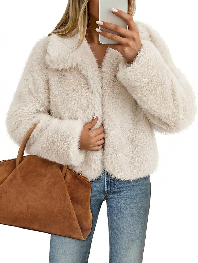 MEROKEETY Women's 2025 Winter Coats Furry Faux Fur Jackets Long Sleeve Coat Trendy Warm Outerwear... | Amazon (US)