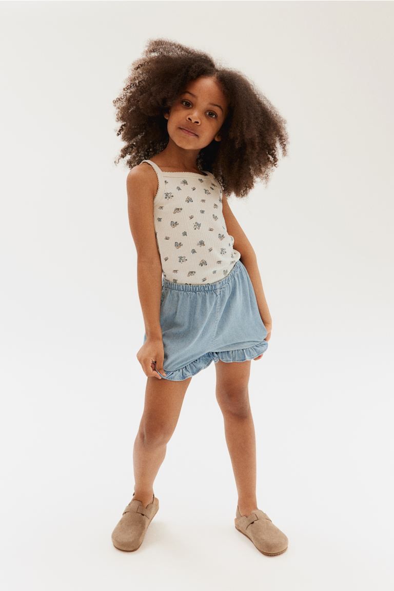 2-pack Cotton Tank Tops - Round Neck - Short sleeve - Navy/floral - Kids | H&M US | H&M (US + CA)