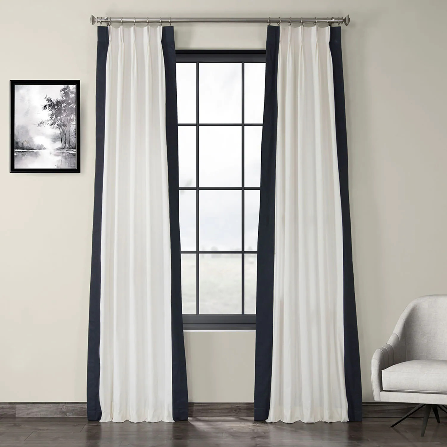 Exclusive Fabrics Modern Color block Cotton Vertical Pleated Curtain (1 Panel) - Luxury Home Deco... | Overstock