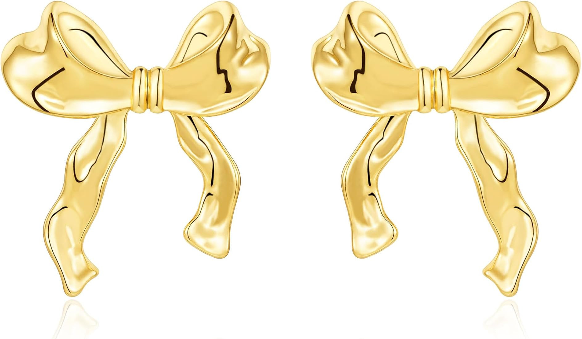 Rajputana Bow Earrings for Women,Gold Silver Bow Ribbon Stud Earrings Trendy Jewellery | Amazon (UK)