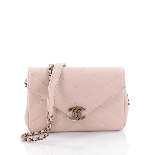 Buy Chanel Coco Envelope Flap Bag Chevron Leather Mini Pink 2157001 - Trendlee | Rebag