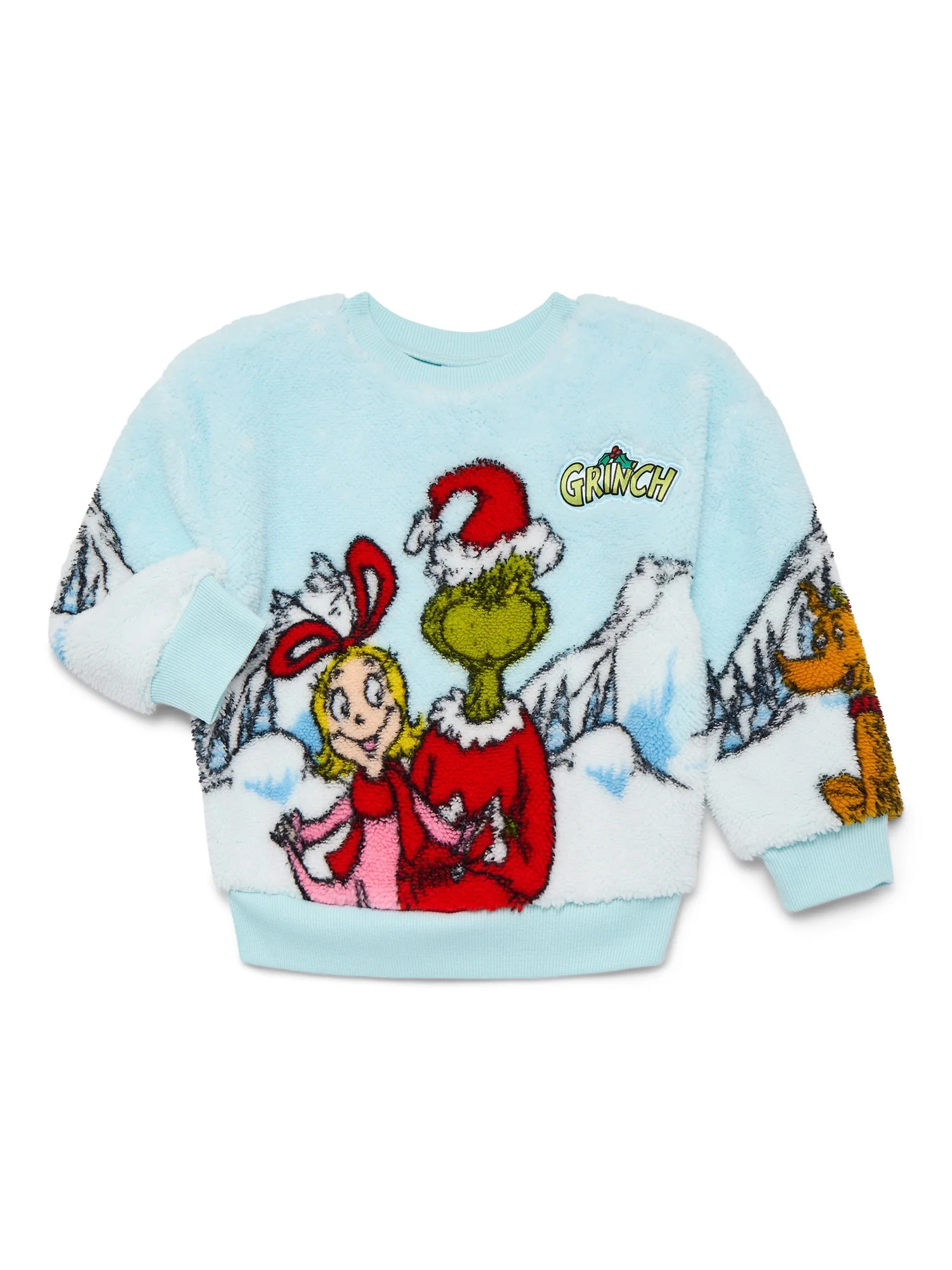 The Grinch Toddler Girls' Plush Faux Shearling Holiday Sweater, Sizes 12M-5T | Walmart (US)