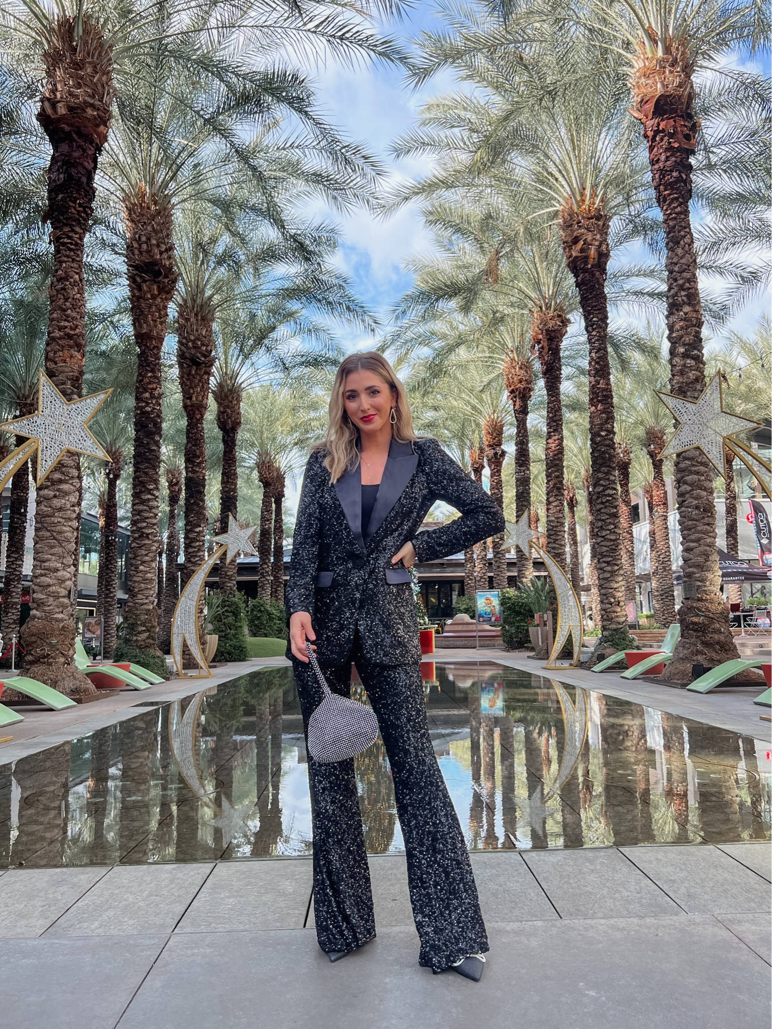 This holiday outfit is perfect!! My sequin blazer and sequin pants both run TTS and are perfect for any christmas, hanukkah or holiday party you have. Mix and match with other tops/bottoms! Heels are an under $50 amazon find and run tts. Bag is an amazon find. Earrings are linked, too.

#LTKHoliday #LTKstyletip #LTKunder100