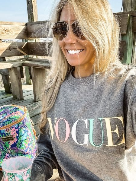 Happy Weekend!!🥳 My VOGUE sweatshirt finally came in and I LOVE it!! I linked the only one I could to show you how to buy it - but you have to go to the US Vogue site & find it.🤍 
Spring Outfit
Pullover Sweatshirt
Pastel Sweatshirt
Spring Layers
Vacation Outfit
Easter Gifts
Gifts for Her
Prada Sunglasses 
Lilly Pulitzer Pool Cups
Cute Cooler

#LTKU #LTKfamily #LTKtravel
