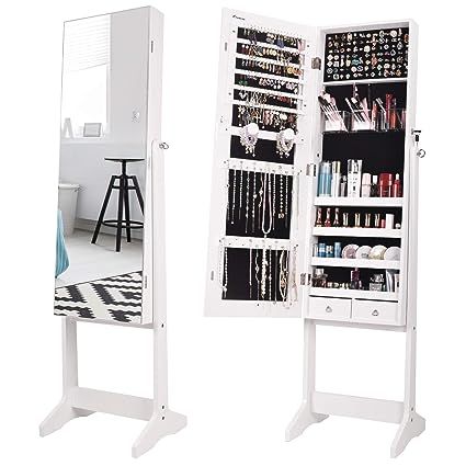 Nicetree Jewelry Cabinet with Full-Length Mirror, Standing Lockable Jewelry Armoire Organizer, 3 ... | Amazon (US)