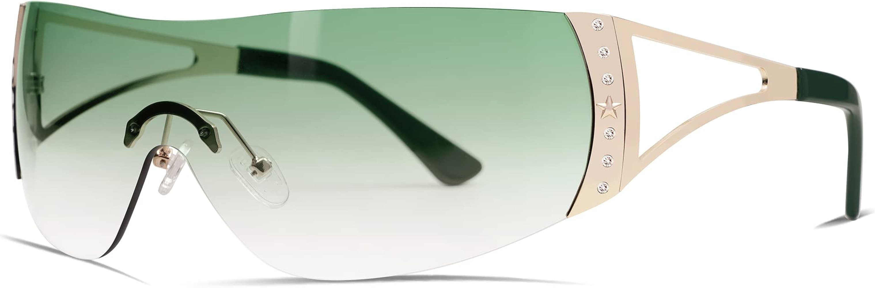 VANLINKER Wrap Around Y2K Sunglasses for Women Men Trendy Oversized Futuristic Sun Glasses Fashion S | Amazon (US)