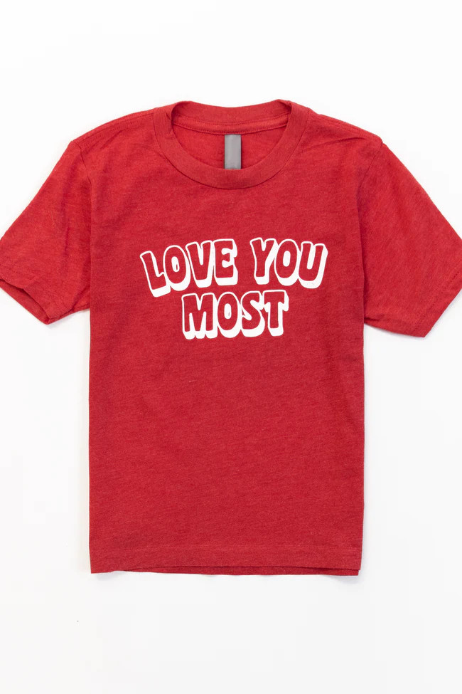 Love You Most Heather Red Kids Graphic Tee | The Pink Lily Boutique